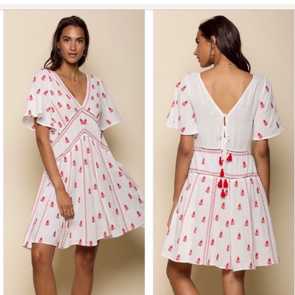 RAGA White Flutter Sleeve V-Neck Sundress